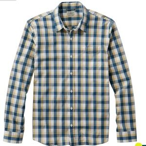 L.L. Bean Mens Comfort Stretch Button Down Shirt Slightly Fitted Untucked Fit L